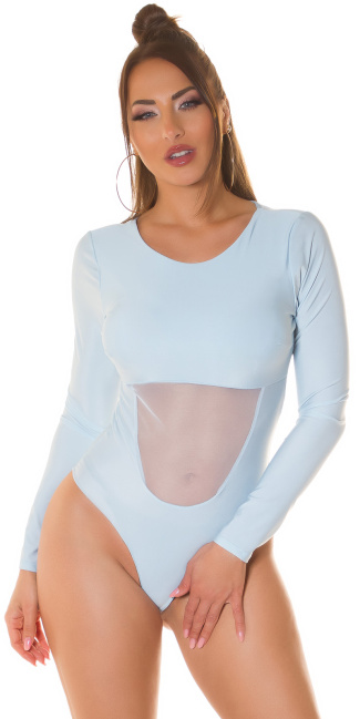 Body with Mesh Insert and long sleeves Blue